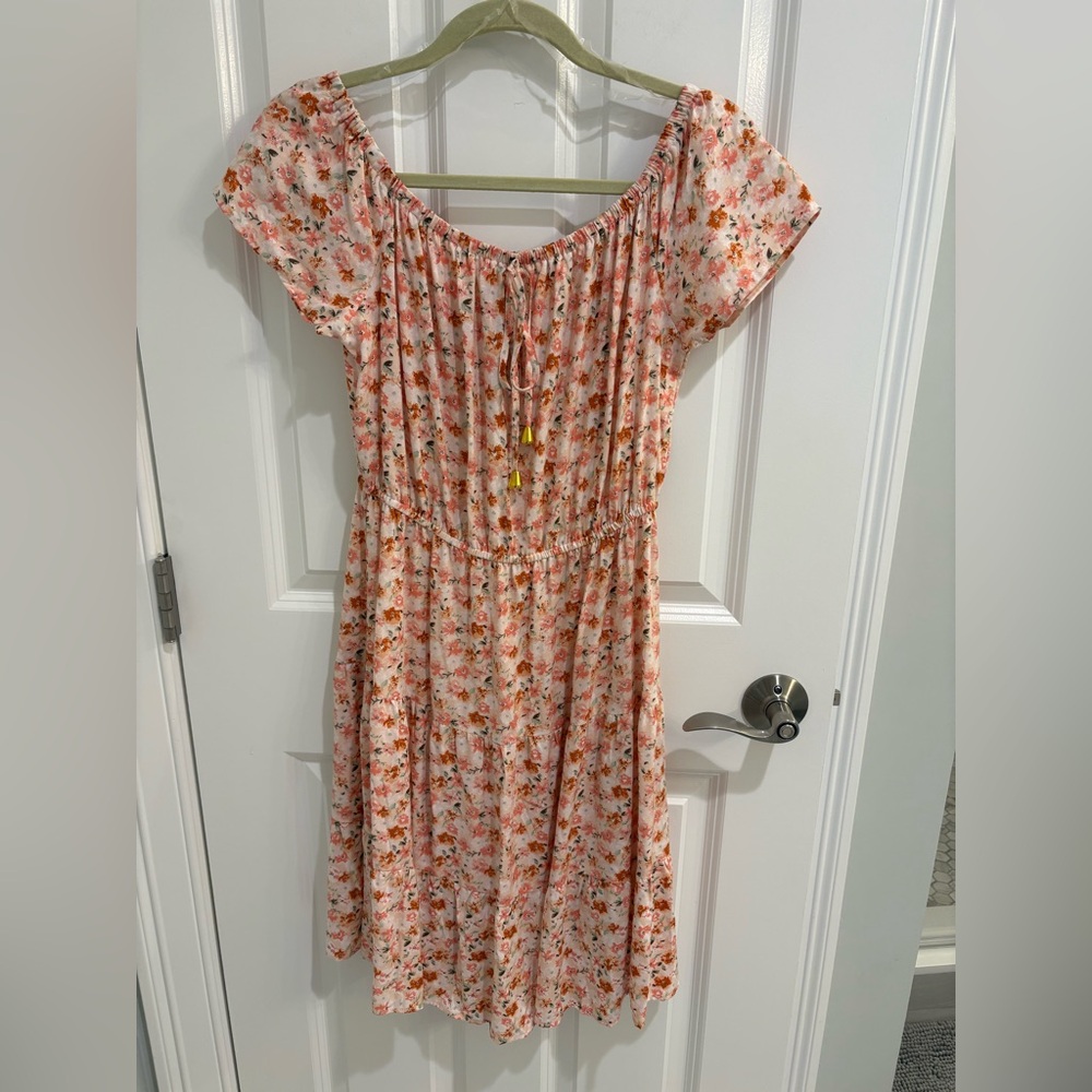 Floral Mini Dress  with tie front. NWOT.